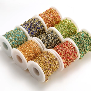 Acero Inoxidable Cadena Decorativa Hecha a Mano Cuentas de Vidrio Coloridas Cadena DIY Collar Pulsera Accesorios Joyería