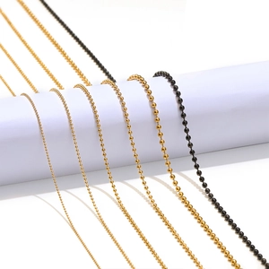 Catene a sfere in acciaio inossidabile oro e nero da 1,2-3 mm per gioielli fai da te