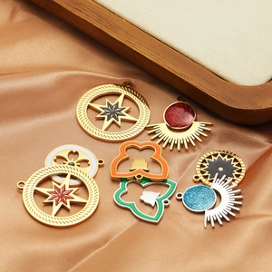 Pendentifs étoile et fleur en acier inoxydable avec émail pour bijoux DIY