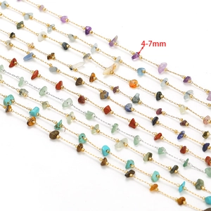 Diverse 4-7mm natuursteen kralenkettingen in goud en zilver roestvrij staal voor sieraden