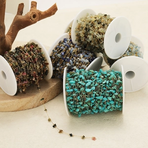 Handgemaakte roestvrijstalen ketting met natuursteen kralen voor DIY sieraden maken