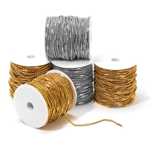 Golden and silver stainless steel square pearl box chains on reels for DIY jewelry making