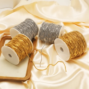 Golden and silver vacuum-plated stainless steel bead chains on spools for DIY jewelry making