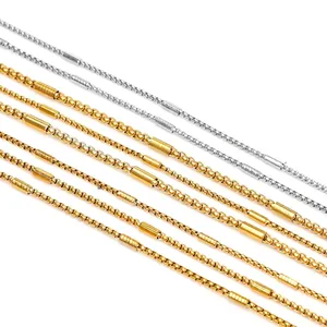 Gold and silver stainless steel chain with 4cm tube spacing for DIY jewelry making