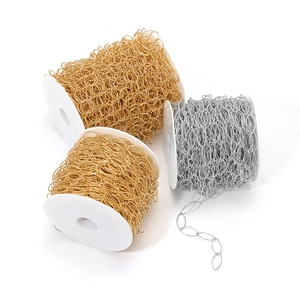 Gold and silver stainless steel star chain rolls for DIY jewelry making and crafts