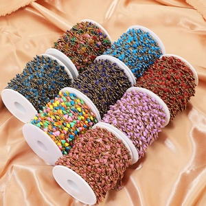 Chaînes à paillettes en cœur en acier inoxydable pour bijoux DIY en huit rouleaux colorés