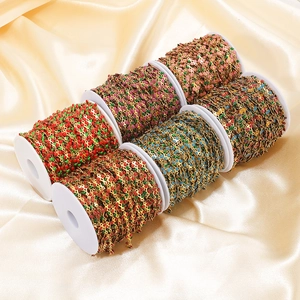 DIY colorful enamel cherry chain set for jewelry making with six rolls of beaded metal chains