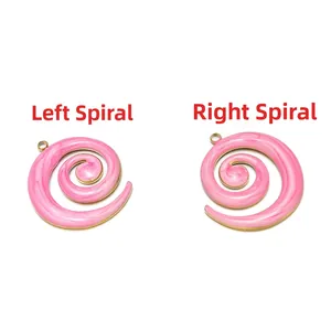 Rosa Spiralanhänger mit Marmorstruktur und Goldrand für die Schmuckherstellung