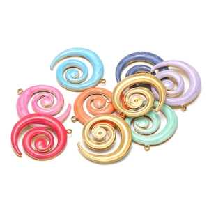 Bunte Spiral-Edelstahlanhänger mit Marmor-Emaille-Finish für DIY-Schmuckherstellung