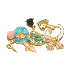 Pendentifs artistiques cœur et rose avec insectes sertis pour création de bijoux DIY