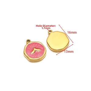 Pendentif queue de sirène en émail rose et acier inoxydable pour bijoux DIY