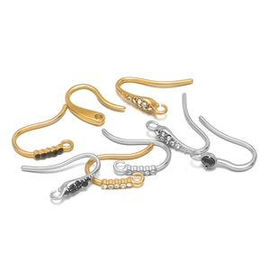 Gold and silver stainless steel French ear hooks with inlaid rhinestones for DIY jewelry