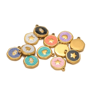 Vintage Stainless Steel Enamel Pendants For DIY Jewelry Making French Evil Eye Heart Hamsa Star Charms For Necklace Earring Accessory