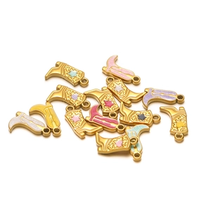 Edelstahl Cowboystiefel Anhänger Emaille Doppelseitige Schuh Charms Für Halskette Ohrring DIY Schmuckherstellung Zubehör