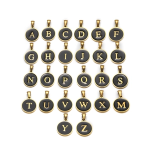 Minimalist Stainless Steel Round Initial Letter Pendant For Women Enamel 26 Alphabet Charm DIY Jewelry Making Accessory Gift