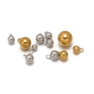 Polished stainless steel ball pendants in gold and silver finish for DIY jewelry making