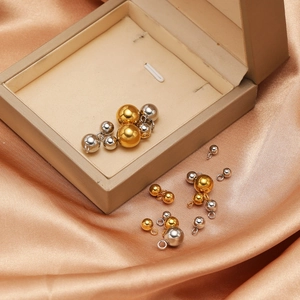 Polished stainless steel ball pendants in gold and silver for DIY jewelry making