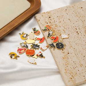 Halloween enamel charm set with ghost pumpkin bat and spider for DIY jewelry making