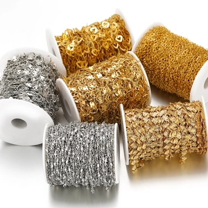 Polished stainless steel heart and star link chains for DIY jewelry making on spools