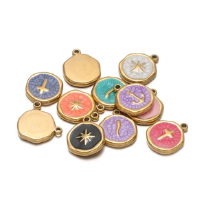 Edelstahl Emaille Tropföl Anhänger Pfotenabdruck Anker Kreuz Stern Schlange Charms DIY Schmuckherstellung Zubehör