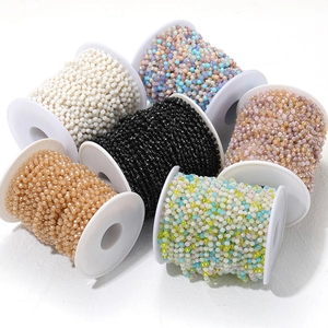 Lot de 6 rouleaux de chaînes de perles en cristal colorées de 3mm pour création de bijoux