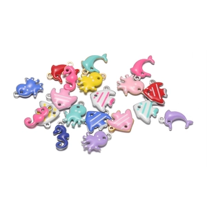 Pendentifs en Acier Inoxydable Animaux Marins Émail Hippocampe Dauphin Poulpe Poisson Tropical Charms Pour Création de Bijoux DIY Colliers Boucles d'Oreilles