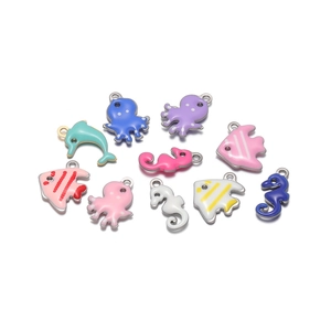 Pendentifs émaillés créatures marines hippocampe dauphin poulpe pour la création de bijoux DIY