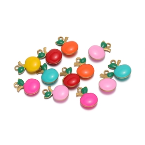 Colorful apple shaped stainless steel charms for DIY necklace and earring jewelry making