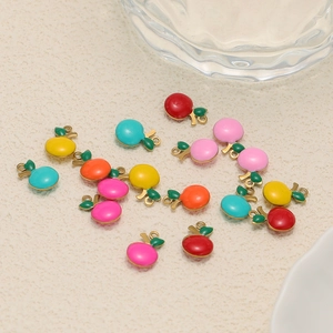Colorful apple pendants in stainless steel and enamel for DIY jewelry making