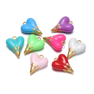 Polished stainless steel heart pendants in multiple vibrant colors for DIY jewelry