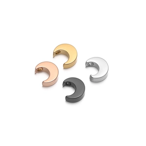 Polished stainless steel moon shaped spacer beads in four colors for DIY jewelry making