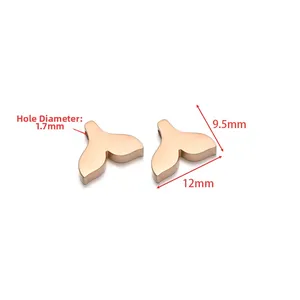 Ciondoli a coda di pesce oro rosa, 12x9,5mm con foro 1,7mm per creazione di gioielli