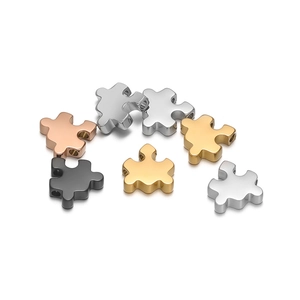 Polished puzzle piece spacer beads in silver gold rose gold and black for DIY jewelry