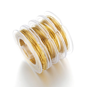 Alambre de Acero Inoxidable para Creación de Joyas DIY Hilo para Cuentas Chapado en Oro de 18K Carrete de Hilo Metálico