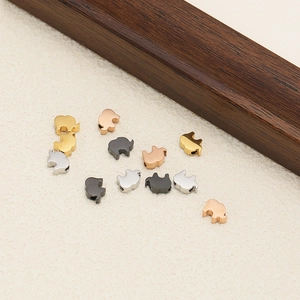 Polished stainless steel elephant beads in gold, silver, rose gold and black for DIY jewelry