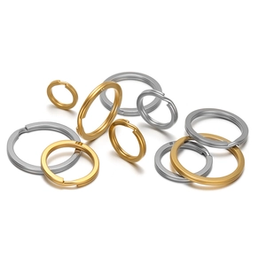 Golden and silver flat split rings made of stainless steel for DIY keychains and jewelry