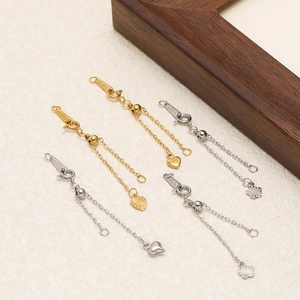 Adjustable stainless steel jewelry extender chains with heart charms in gold and silver