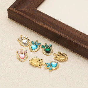 Luxurious gold-plated heart-shaped crown pendants with colorful crystals and rhinestones