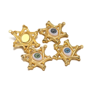 Pendentifs étoile en acier inoxydable doré avec yeux en résine style gothique pour bijoux
