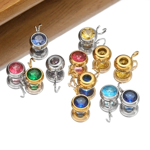 Colorful 7mm crystal pendants with gold and silver frames for DIY jewelry crafts