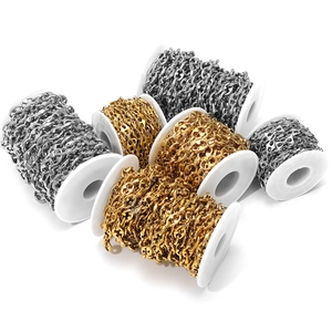 Golden and silver stainless steel pig nose chain on spools for DIY jewelry making