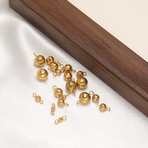 Polished gold vacuum plated stainless steel faceted ball charms for jewelry making