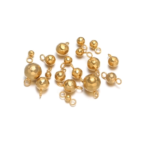 Faceted gold stainless steel sphere pendants with rings for DIY jewelry making