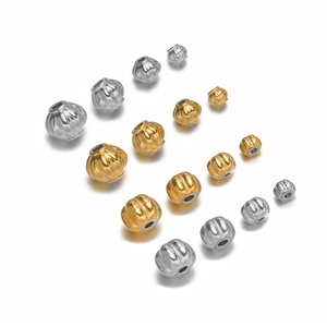 Perles d'Espacement Lanterne Citrouille en Acier Inoxydable pour la Fabrication de Bijoux DIY Bracelet Collier Or Argent