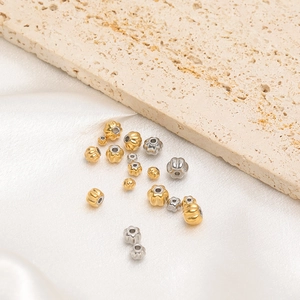 Perles d'espacement citrouille en acier inoxydable doré et argenté pour la création de bijoux