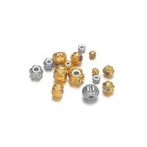 Perles citrouille en acier inoxydable poli or et argent pour bijoux DIY