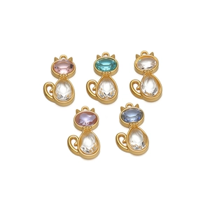 Edelstahl Katze Form Strass Anhänger Süße Kätzchen Tier Charms DIY Schmuckherstellung Zubehör Für Halskette Ohrringe