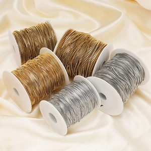 Five spools of gold and silver stainless steel box chains for DIY jewelry making crafts