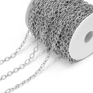 Spule aus silberner Edelstahl-Rautenkette für die DIY-Schmuckherstellung und Accessoires