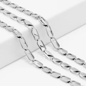 Polished stainless steel double-layer hollow chain links for DIY necklace jewelry making